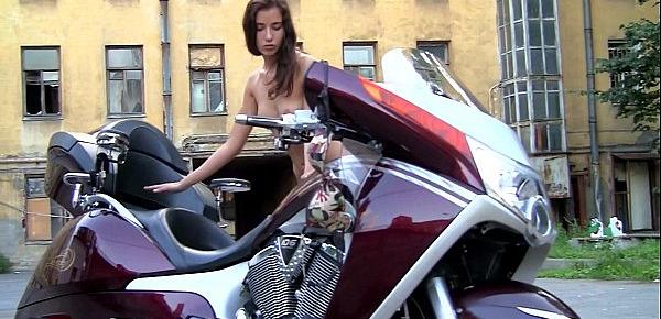  Horny Biker Girl Gets Off Solo